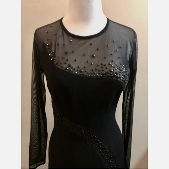 Vintage Y2K Cache Black Beaded Gown - Picture 2 of 4